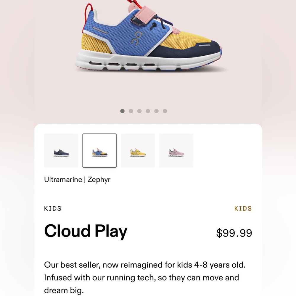 On cloud kids shoes